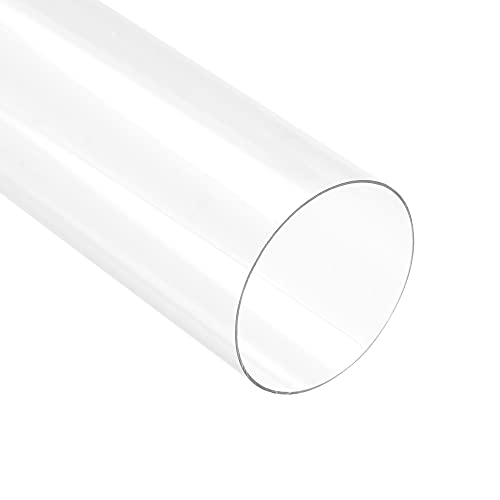 Image of uxcell 2pcs Rigid Round Clear Tubing 41.6mmx43mmx250mm Plastic Storage Transparent Tube with Lids