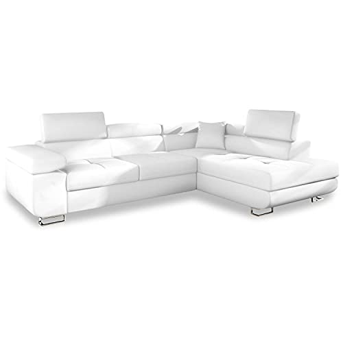 INTENSE DECO Canapé d'angle Droit Convertible Marius Simili Blanc