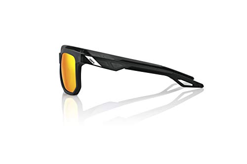 100% Centric Angular Frame Sunglasses - Durable, Lightweight Active Performance Eyewear w/Rubber Temple & Nose Grip (Soft TACT Crystal Black - HiPER Red Multilayer Mirror Lens)3