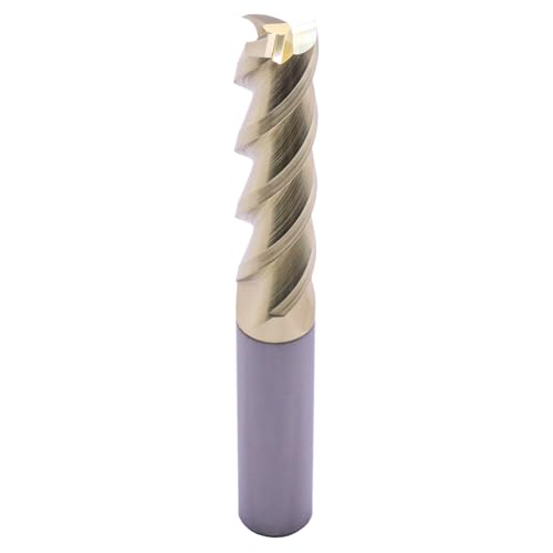 Image of 1 /2 inch 3 Flute Solid Carbide Long End Mill, 4 inch Overall Length, ZrN Coated | 45 Helix, 1 /2 inch Cutting Dia, 1 /2 inch Shank Dia, 2 inch Length of Cut, for Milling Aluminum and Copper, Square End