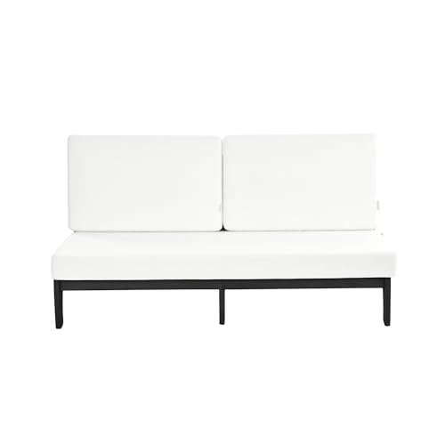 Image of Pia Ricoo 1-Piece Patio Furniture Set, Outdoor Wood Sofa with 4.5-Inch Thick Cushions, All-Weather Conversation Set for Backyard, Deck, Lawn - Beige /Drak