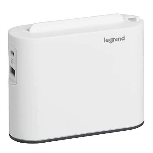 Legrand - Fiche multiprise extra-plate avec 2 prises latérales sans terre et USB Type-A + Type-C- blanc et gris foncé