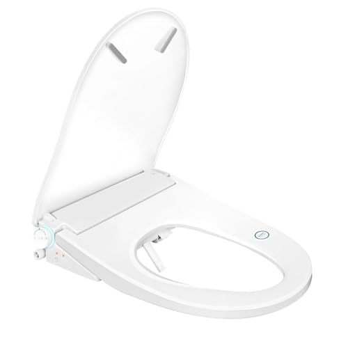 Electric Smart Bidet Toilet Seat with Dryer, Heated Toilet Seat with Water Filter, Self-Cleaning Nozzle, Bubble Cleaning Technology, LED Night Light (Elongated)