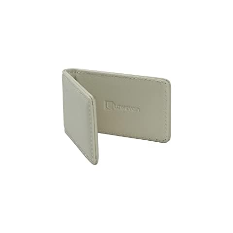 Lawevan Leather Money Clip Men Women Magnetic Closure Compact Bi-Fold Cash Purse Genuine Leather Mini Wallet, Grey, Small Cover