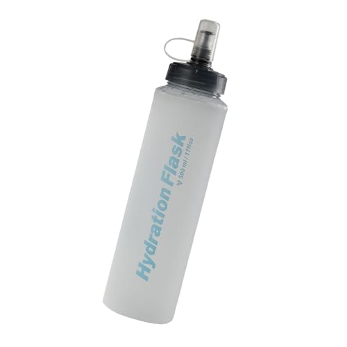 Botella de agua plegable, botella de agua para gimnasio, botella de refrescos para deportes, botella de agua de 500 ml de grado alimenticio, botella de agua multiusos para correr y