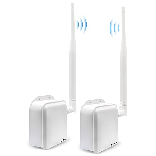JeaTone Wireless Bridge Point to Point Outdoor,1000M 2.4G Internet Bridge,Strong WiFi Signal Extender,Wireless Transmitter Receiver Bridge Router Network NVR for Security System IP Cameras Computer