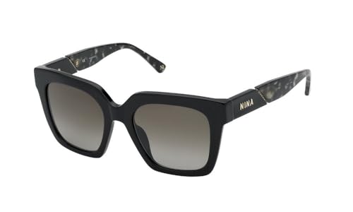 Nina Ricci SNR319 Gafas, Shiny Black, 52 para Mujer