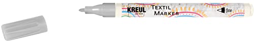 KREUL 90670 - Textil Marker fine, Grau, Strichstärke circa 1 bis 2 mm, Stoffmalstift für helle Stoffe & Textilien, waschecht nach Fixierung