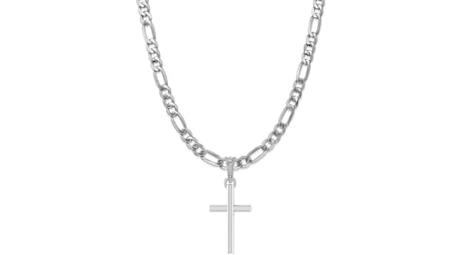 Pendentif Jésus en argent pur avec chaîne Figaro pour homme et femme