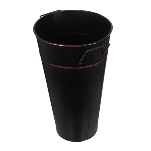 ibasenice Barril De Carbón Para Chimenea Cubo Para Leña Leñero Contenedor Para Carbón Organizador De Leña De Metal Color Marrón Oscuro