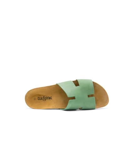 Image of Sandgrens Handmade Unisex Cork Slides | European Top Grain Leather Sandals with Soft Suede Footbed and EVA Rubber Sole | Avila