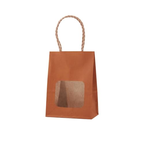 【100枚セット】 ウィンドウミニバッグ 手提袋 タンジェリン 100枚 (11×15×マチ6cm) 窓付き 色付き シンプル 無地 ミニ 小さい おしゃれ 可愛い ギフトバッグ プレゼント 小分け