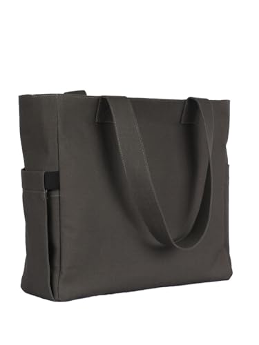 Image of TSANTA U Shaped Canvas Tote Bag, 35.56x33.02 cm with 10.8 cm Gusset, Cotton, Zipper Closure, Laptop Compartment