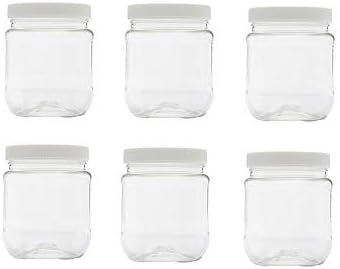 CLEARVIEW CONTAINERS | Airtight Pantry Containers for Arts & Crafts, Peanut Butter, Honey, Jams Flour, Sugar, DIY Slime, Coffee (12 Ounce Jar, 6 Pack)