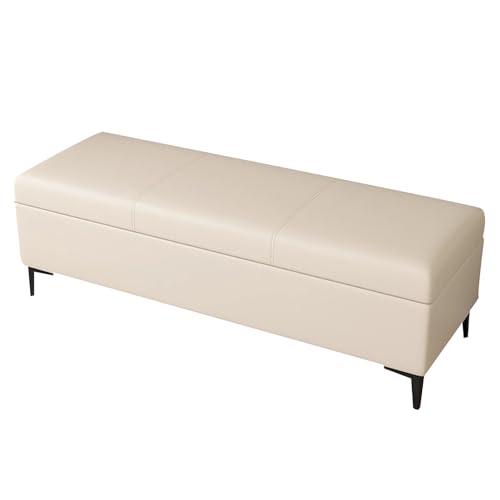 Compartiment caché pour ce coffre pouf cuir de 40 cm