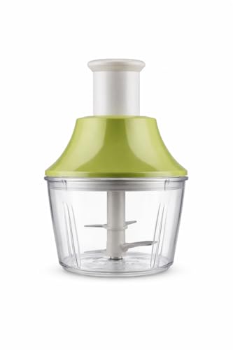 Picadora Manual de Alimentos 700ml - Triturador de Verduras con 3 Cuchillas de Acero Inoxidable, Cortador a Presión, Base Antideslizante y Botón de Bloqueo, Cortaverduras sin Electricidad