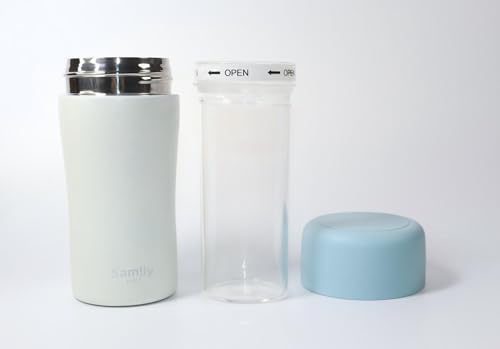 Vakuumisolierte Wasserflasche aus Edelstahl mit Glaseinsatz innen...