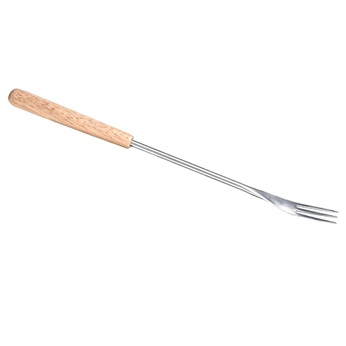 Pavio de Cânhamo 26,5 Cm Cabo de Madeira Garfo para Churrasco Assado No Espeto para Piquenique de Ac