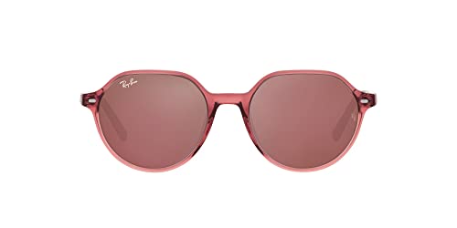 La Mejor Recopilación de Ray Ban Rosas del mes. 49 Ray-Ban RB2195 Thalia - anteojos de sol cuadradas, Rosa transparente sobre café y violeta Havana/café espejo rojo oscuro, 55 mm