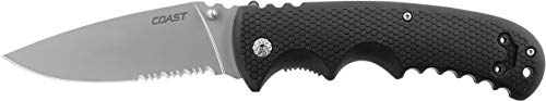 COAST DX318 Double Lock Folding Knife with 3.75' Serrated Stainless Steel Blade
