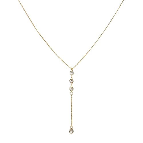 LKJAUOZ Collana a Y con Strass, Lunga Collana Lariat Dorata