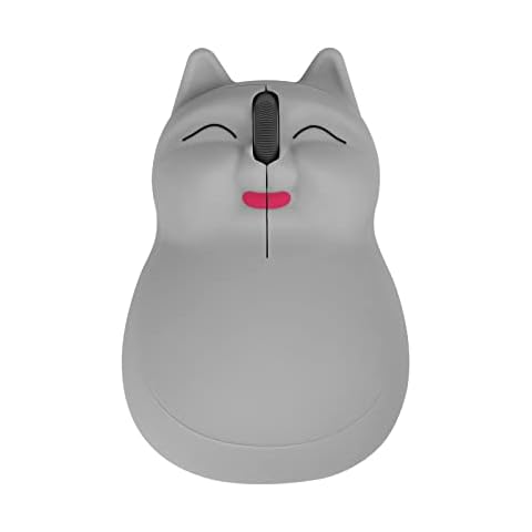 Wireless Mouse, 2.4G Wireless Mouse with USB Receiver, DPI 1200 Noise Cancelling Ultra Portable Travel Mouse, Flat Wireless Mouse for PC, Laptop, MacBook, Office, Children, Gift (Cute Grey Cat) Cover
