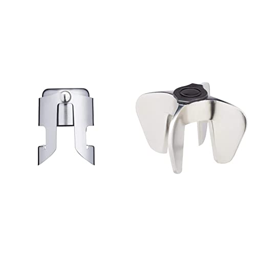 Image of BarCraft Champagne Stopper with Luxury Polished Finish, Stainless Steel & BCCHAMOP Champagne/Sparkling Wine Opener, Stainless Steel, 7 x 7 x 4 cm