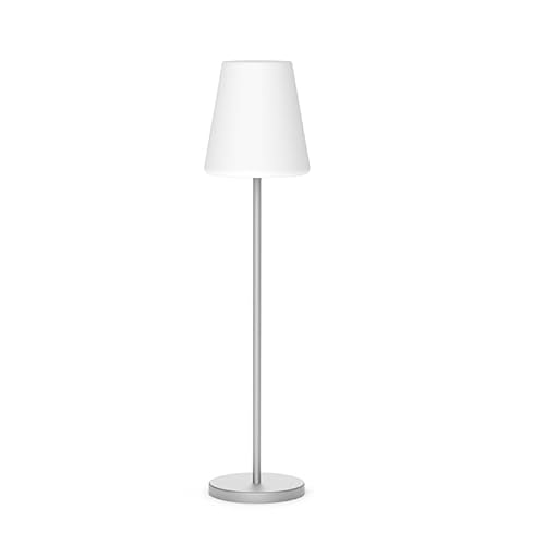 Newgarden - Lampada Solare Lola Slim Da Esterno A Led, Ricaricabile, Con Telecomando, Altezza 120 Cm, Colore: Grigio Chiaro