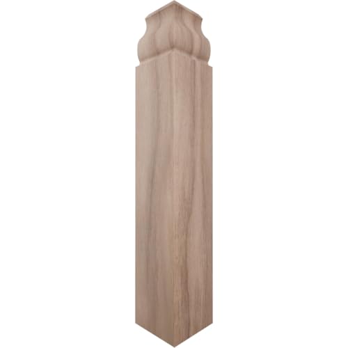 1 1/8"W x 6 1/2"H x 1 1/8"P Americraft Solid Hardwood Stain Grade Universal Baseboard Inside Corner Block for Profiles up to 5 1/4"H x 1 1/8"P, Walnut