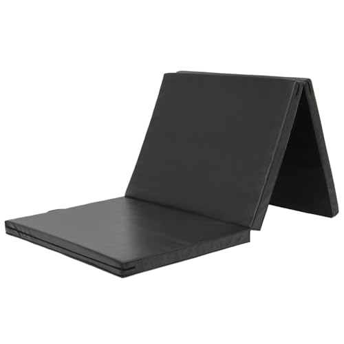 KaRaDaStyle 体操マット 折りたたみ ストレッチ エクササイズ 筋トレ 子供 プレイマット 運動 新体操 鉄棒 ヨガ スポーツ 防音 家庭用 180×80×5cm (ブラック/3段折り)のサムネイル