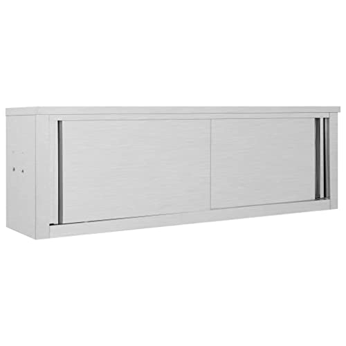 vidaXL Wandhängeschrank mit Schiebetüren Gastro Hängeschrank Wandschrank Schrank Küchenschrank Oberschrank Küche 150x40x50cm Edelstahl