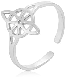 LIKGREAT Witch's Knot Ring Witchcraft Adjustable Ring Irish Celtic Knot Pagan Wiccan Open Ring Good Luck Protection Amulet Jewellery for Women Girls