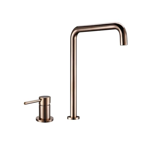 Robinet mitigeur double trou or rose laiton rotatif - 3