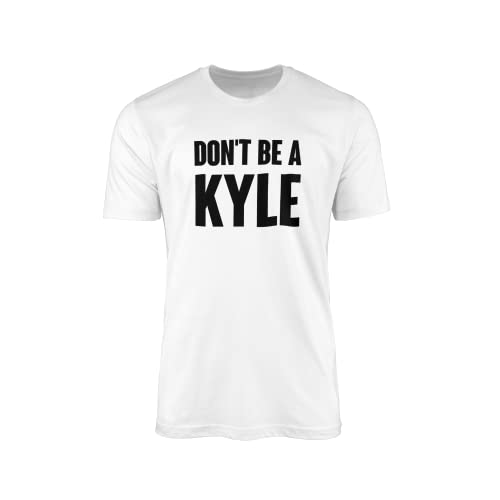 Image of Don't Be a Kyle T-Shirt Top White Caffeine Energy Drink Can Dumb Thick Low IQ Young White Man Punch Hole Plaster Drywall Fight Slang Gift Present (Small, White)