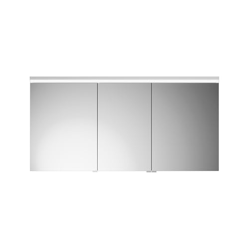 burgbad Lin20 Spiegelschrank LED-Beleuchtung inklusive LED-Waschtischbeleuchtung, 3 Türen, Anschlag rechts, 1400x700x170mm, SPQL140RF5381, Farbe: Dunkelgrau Matt