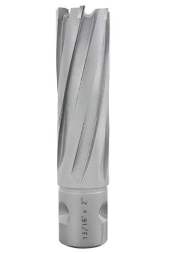 Accusize Industrial Tools 13/16'' X2'' Cutting Depth Carbide Tipped Annular Cutter with One-Touch Shank, CBN Ground, Ansi Standard, 3081-2018