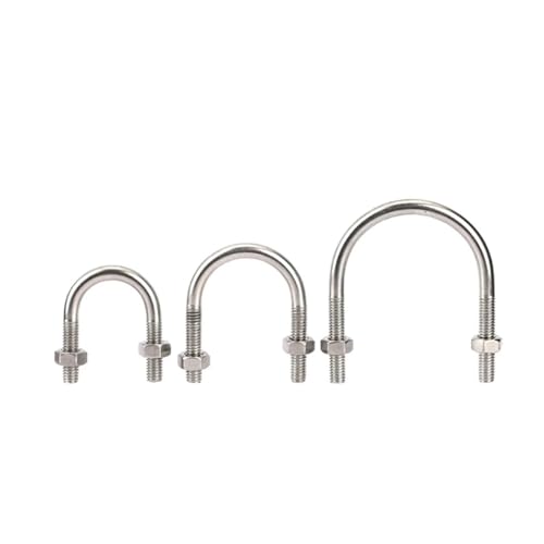 5/10pcs M6 M8 M10 M12 304 Stainless Steel Double Head U-bolt Screw Door Screw Water Pipe U-fixing Clip Pipe Clamp(5pcs,25MM_M10.