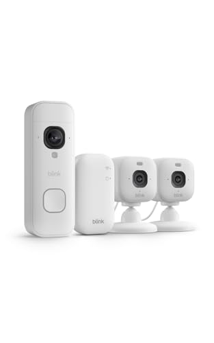 Image of Blink Battery Doorbell 2K+ (newest model) and Mini 2K+ (newest model) - 2K video resolution, enhanced audio. Sync Module Core included - 2 Cameras + Battery Doorbell 2K+ (White)
