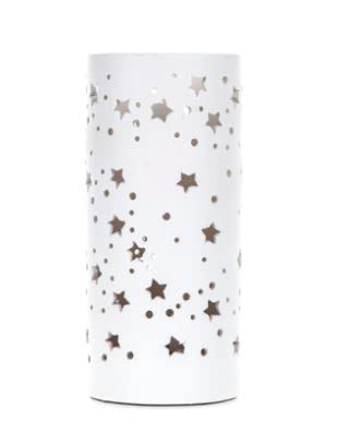 RA-HOMESTORE® Beautiful Pattern Stars Cut Out Cylinder Pad Lamp Creating a Calm Atmosphere for Reading or Relaxing. Small Stars and Circles are Cut Out from its White Ceramic Design- White