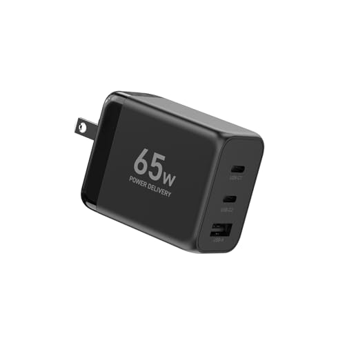 [山善] USB Type-C Type-A 充電器 65W PD対応 3ポート GaN スマホ タブレット ノートパソコン 小型軽量 折りたたみ収納プラグ PSE認証 高速充電 耐トラッキング対策 ブラック YPD-65CCA