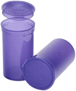 Philips Empty Prescription Pop Top Vial Made in USA Pack of 225 Dry Herb Containers with Child Resistant Translucent Violet Purple Color 19 Dram Medical Pharmacy Pill Bottles