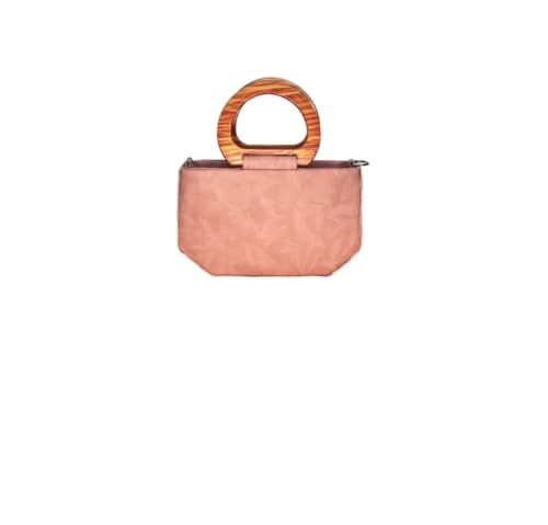Image of Faux Leather Bag with Stylish wooden Handles - satchel bag /sling bag /Fashionable Designer Purse for Work, Shopping, and Casual Outings for girls and women