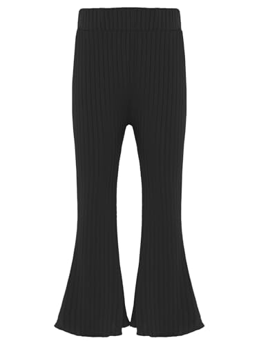 Kids Girls High Waist Solid Color Ribbed Flared Pants Bell-Bottom Leggings for Sports Yoga Active Casual Wear4