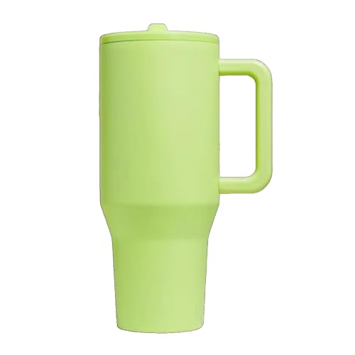 ThreeRs Hydro Vacuum Insulated Stainless Steel Travel Mug, Tumbler with Handle Straw, 1.13L, With Handle, Flip Straw, Leak-Proof Lid, Rubber Base, Keeps Drinks Hot or Cold for 24 Hours (Honeydew)