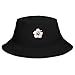 Floral Bucket Hat for Women Men Summer Hawaiian Hibiscus Flowers Print Reversible Fishing Sun Hat Black Outdoor Hiking Hat