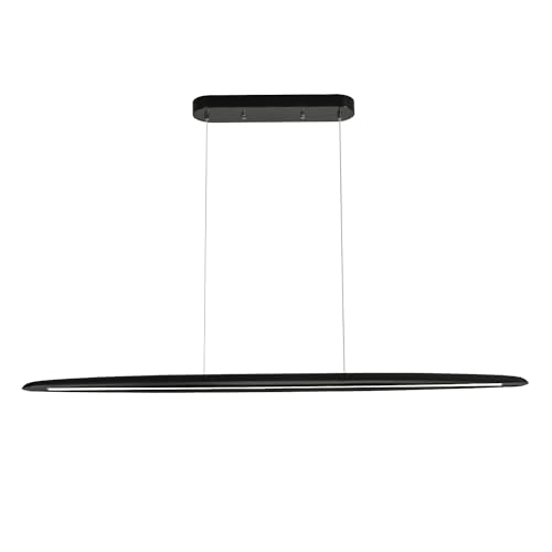 Image of YISDESIGN 71 inch Wood Linear Pendant Light Black Linear Pendant Dinning Room Hanging Lights LED Dimmable Chandeliers 50w for Dining Room Pool Table Lights Kitchen Island Light Black