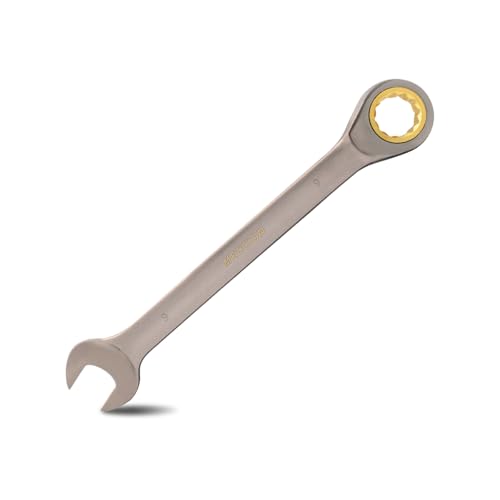 Image of Meccion Combination Wrench 9mm Metric Open End Ratcheting Wrench - Industrial Grade Gear Spanner with Grey Nickle Plated