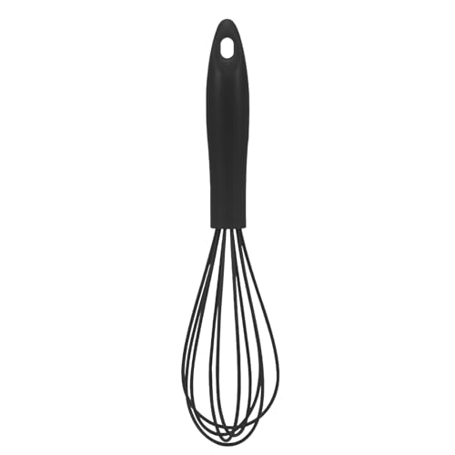 Silicone Balloon Whisk, Perfect for Non-Stick Cookware, Milk and Egg Beater Blender, Heat Resistant Kitchen Whisks for Whisking, Cooking, Baking, Beating, Frothing & Stirring (Black)