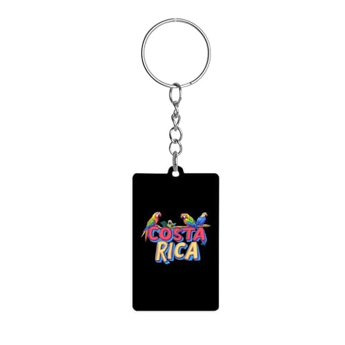 Porte-clés perroquet mignon du Costa Rica avec pendentif graphique en acrylique, accessoire pour voiture ou sac.