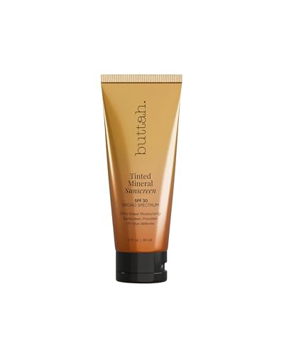 Buttah Skin Tinted Mineral Sunscreen SPF 30 Broad Spectrum Zinc Oxide & Titanium Dioxide Face Sun Protection for Melanin Rich Skin Lightweight Matte Finish Fragrance Free 2 fl oz